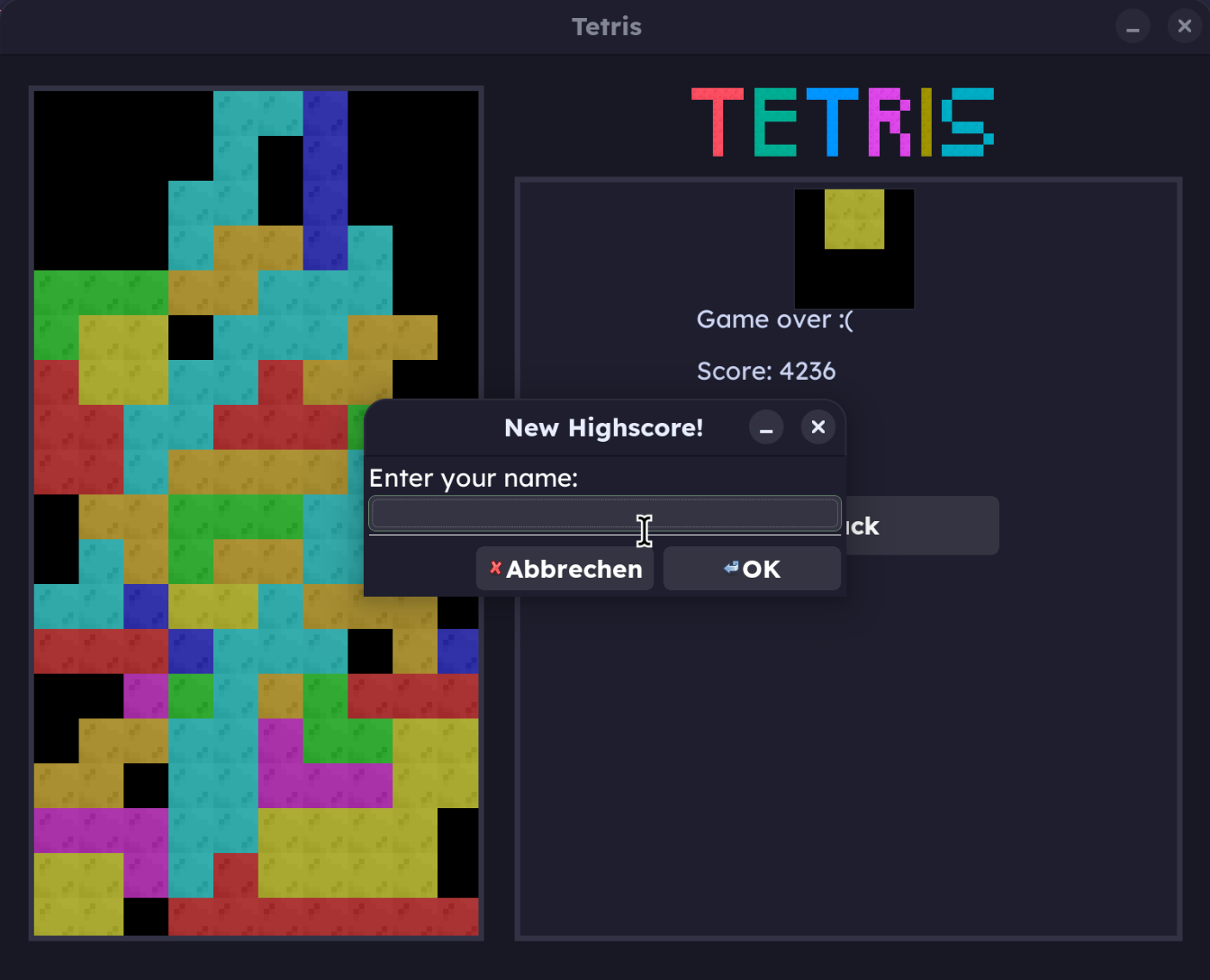 Screenshot des Highscore-Dialogs