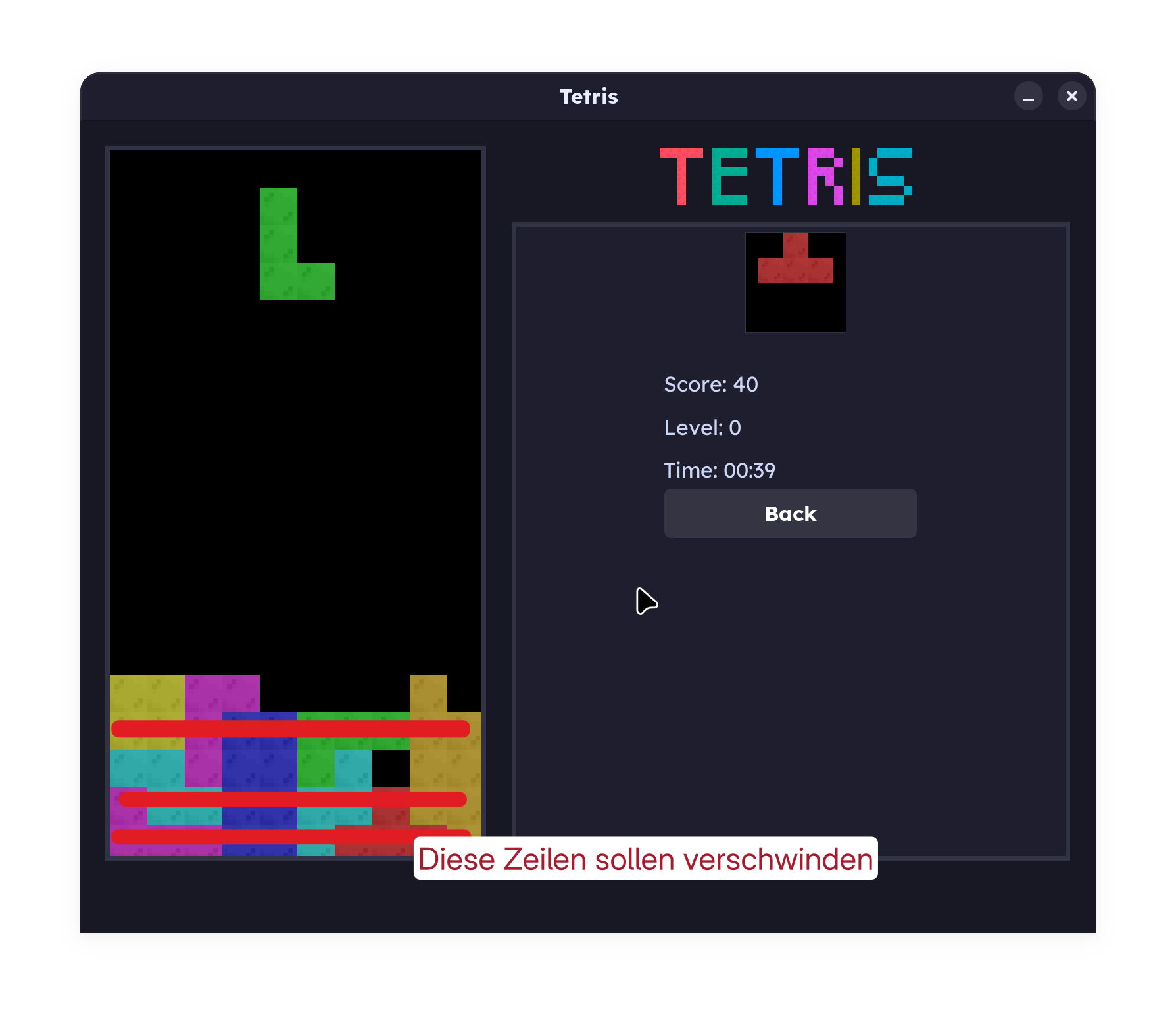 Screenshot, der zeigt, welche Zeilen verschwinden sollen